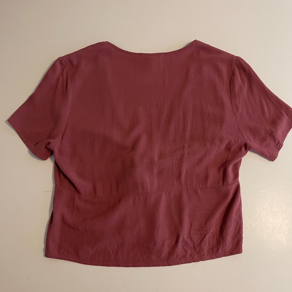 Mauve Rayon Tie Front Blouse S - Picture 9 of 9